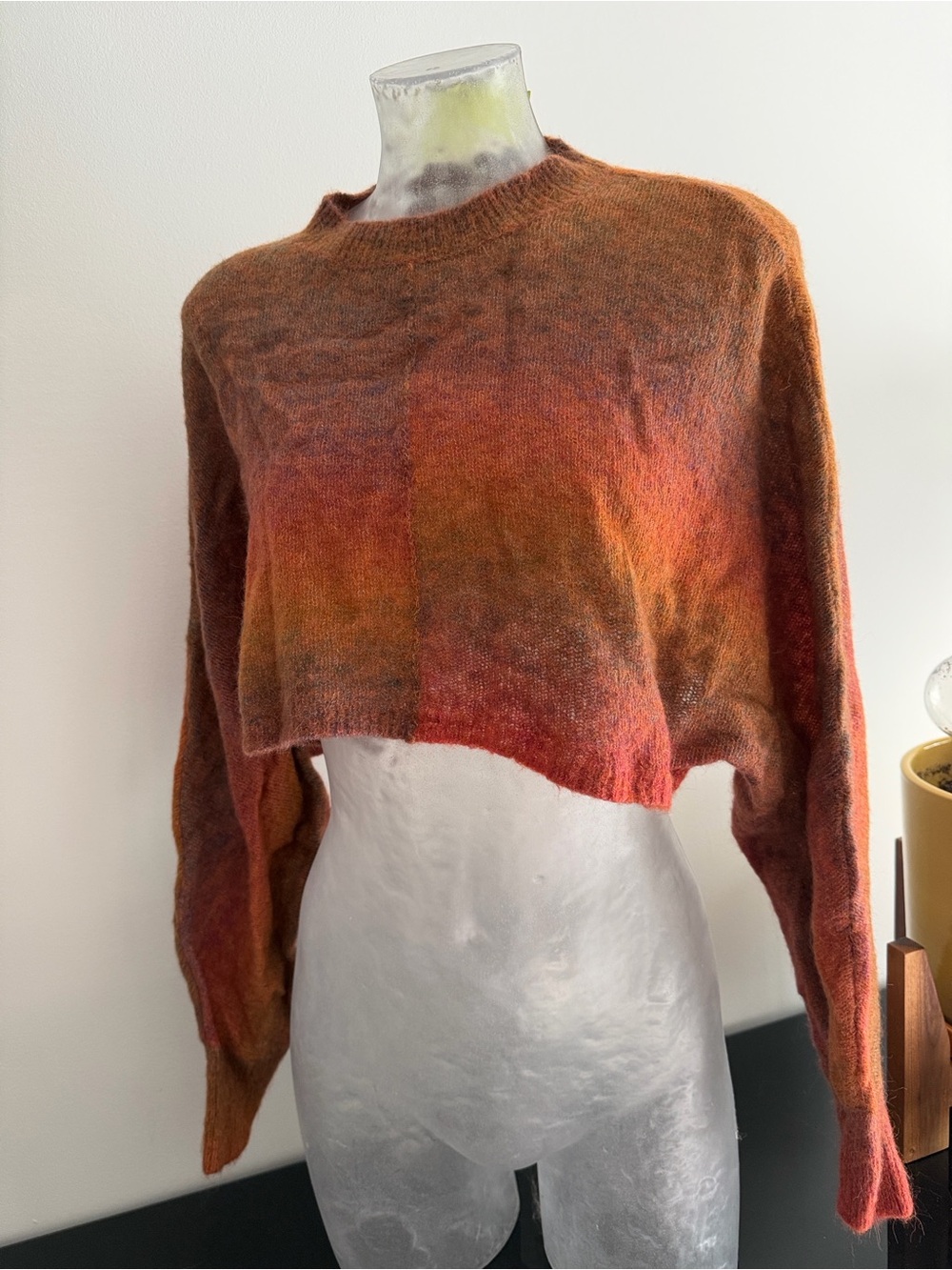 Wilfred Cropped Ombre Knit Sweater - Rust, Brown, Orange